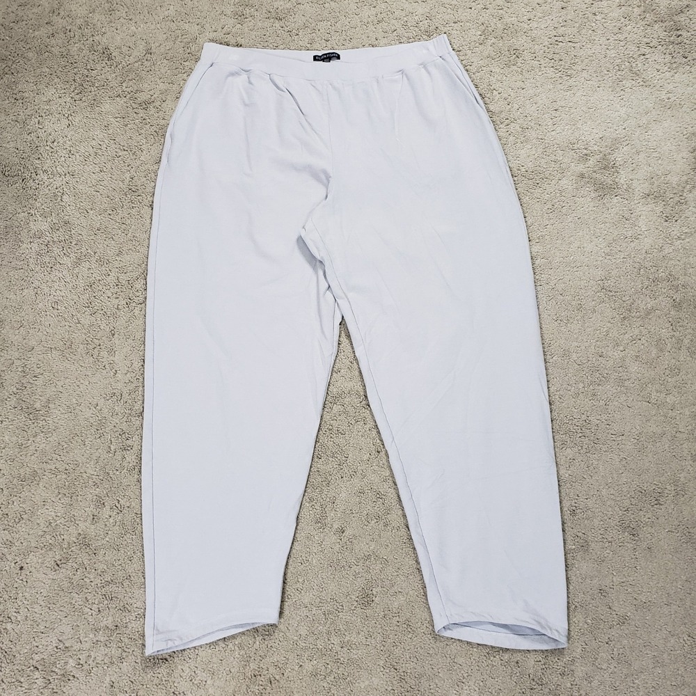 Eileen Fisher Light Gray Viscose Blend Tapered Pull On Pants Large Minimalist